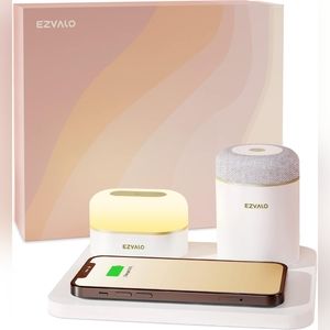EZVALO 3 in 1 Charger station with LED night light and portable Bluetooth speake